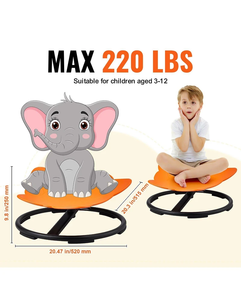 Mecale Elephant Kids 360degree(s) Swivel Sensory Chair with Non-Slip Base, 220 lb Capacity