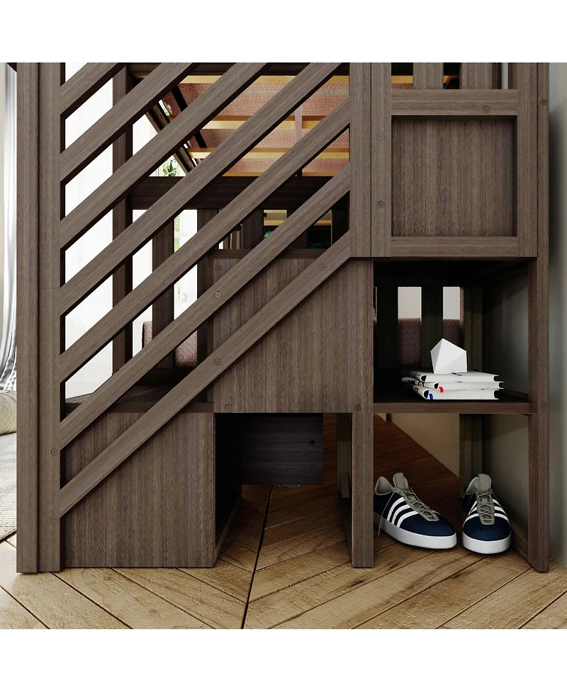Max and Lily Twin over Staircase Bunk Bed with Storage Drawers