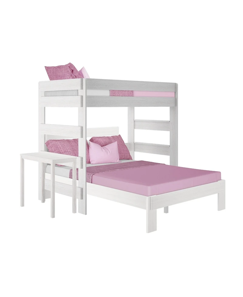 Max and Lily Farmhouse L-Shaped Bunk Bed with Desk