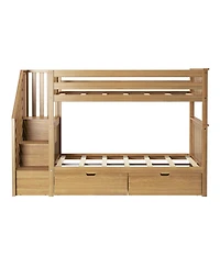 Max and Lily Twin over Staircase Bunk Bed with Storage Drawers