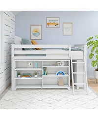 Max & Lily Low Loft With 3-Shelf Bookcase and 6-Shelf