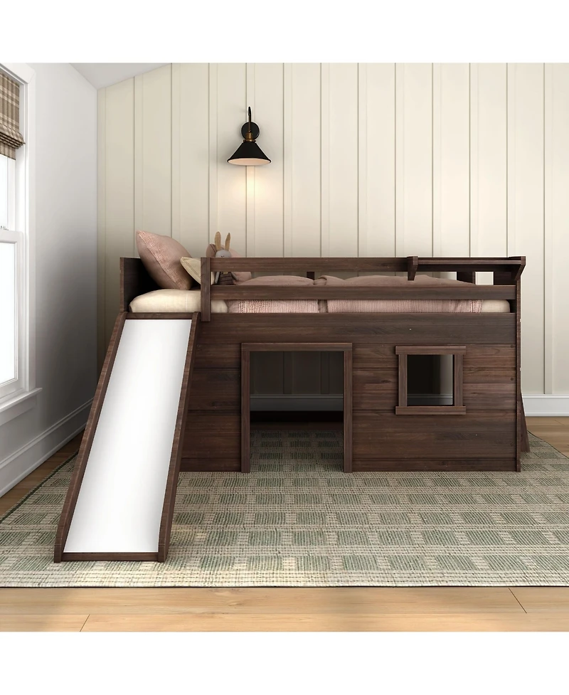 Max and Lily Farmhouse Twin Low Loft with Slide