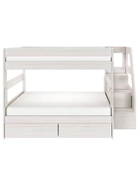 Max and Lily Modern Farmhouse Queen Over Bunk Bed With Staircase Storage Drawers