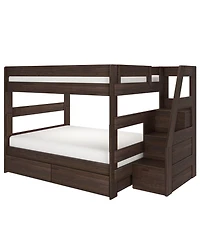 Max and Lily Modern Farmhouse Queen Over Bunk Bed With Staircase Storage Drawers