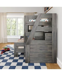 Max & Lily Modern Farmhouse Twin Over Full Bunk Bed With Staircase