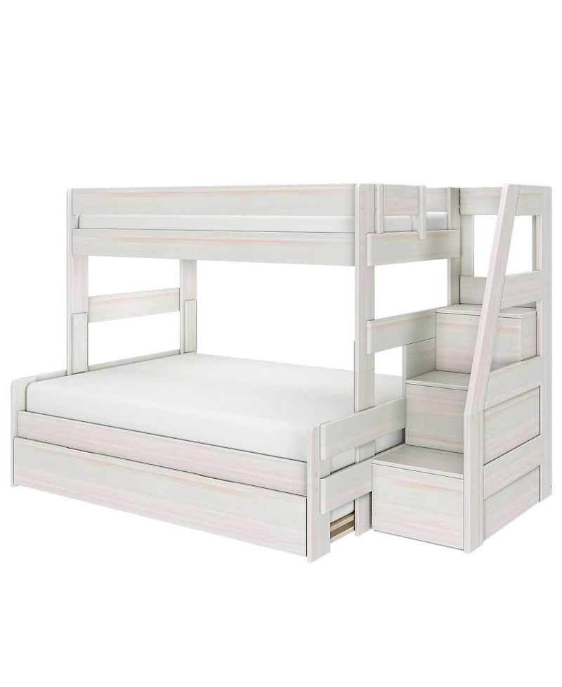 Max and Lily Modern Farmhouse Twin Over Full Bunk Bed With Staircase