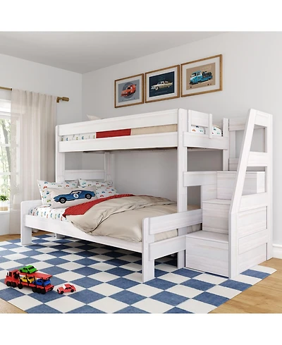 Max & Lily Modern Farmhouse Twin Xl Over Queen Bunk Bed With Staircase