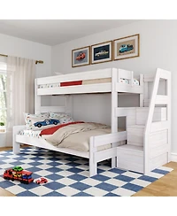 Max & Lily Modern Farmhouse Twin Xl Over Queen Bunk Bed With Staircase