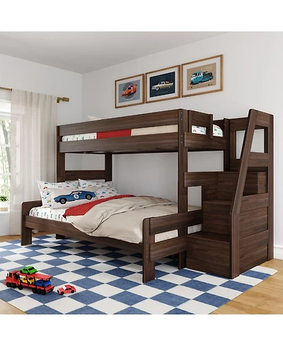 Max & Lily Modern Farmhouse Twin Xl Over Queen Bunk Bed With Staircase
