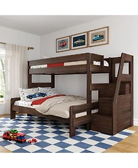 Max & Lily Modern Farmhouse Twin Xl Over Queen Bunk Bed With Staircase