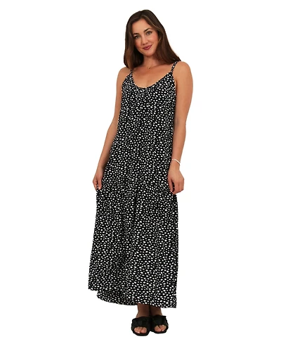 24seven Comfort Apparel Women's Dot Print Maxi Dress