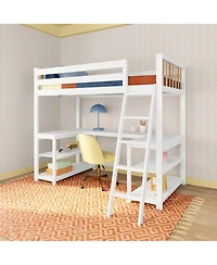 Max & Lily Scandinavian Loft Bed with Wraparound Desk and Shelves