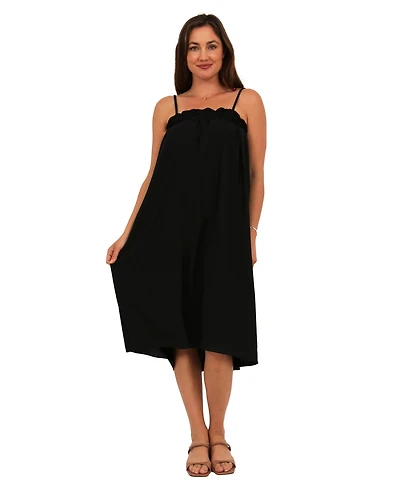 24seven Comfort Apparel Women's Spaghetti Strap A Line Dress