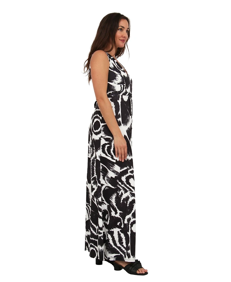 24seven Comfort Apparel Women's Abstract Print Maxi Dress