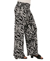 24seven Comfort Apparel Women's Abstract Print Foldover Waist Pants