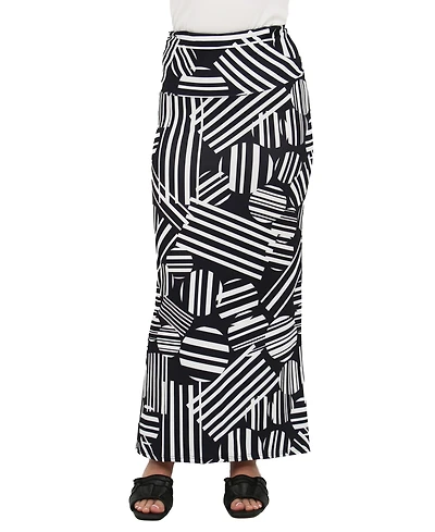 24seven Comfort Apparel Women's Abstract Print Maxi Skirt