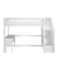 Max and Lily Classic Twin High Loft (ladder on end), Desk, Staircase