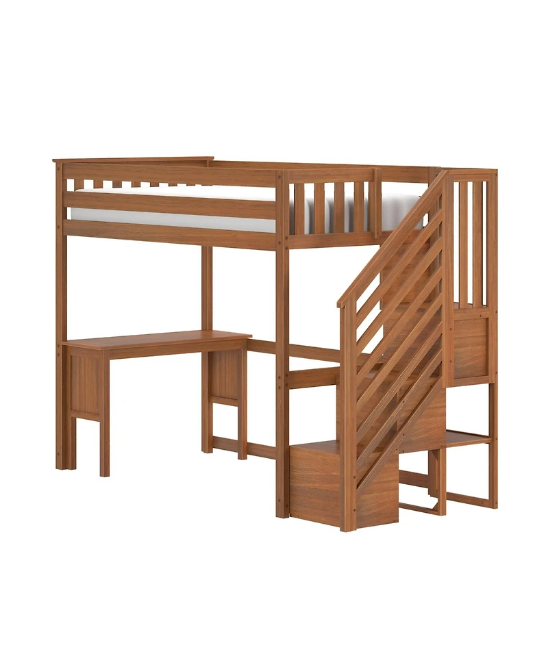 Max and Lily Classic Twin High Loft (ladder on end), Desk, Staircase
