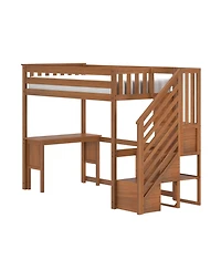 Max and Lily Classic Twin High Loft (ladder on end), Desk, Staircase