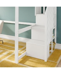 Max & Lily Classic Full High Loft, Desk, Staircase