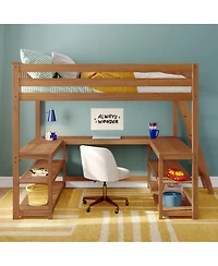 Max and Lily Classic Full High Loft with Wraparound Desk
