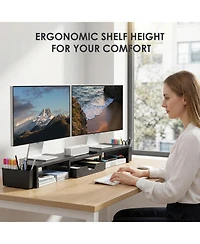 Gnuadz Monitor Stand Riser Drawer Pen Holder Metal Desk Organizer