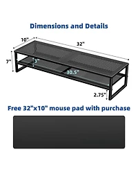 Gnuadz Metal Dual Monitor Stand Riser with Mouse Pad desktop organizer