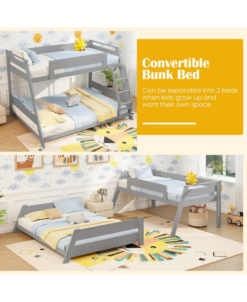 Gouun Solid Wood Twin Over Full Bunk Bed with Ladder