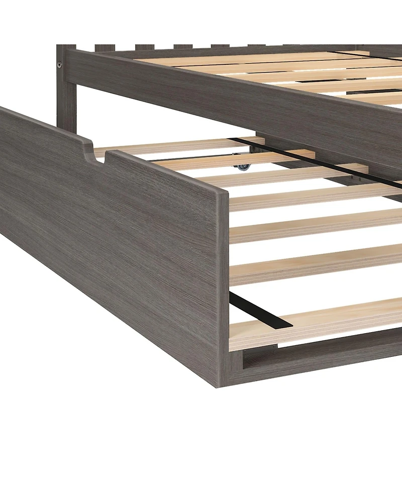 Max and Lily Full Bed Frame with Trundle, Solid Wood Platform Storage