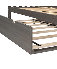 Max and Lily Full Bed Frame with Trundle, Solid Wood Platform Storage