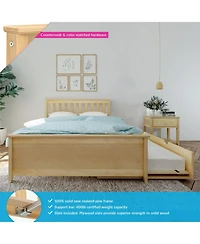 Max and Lily Full Bed Frame with Trundle, Solid Wood Platform Storage