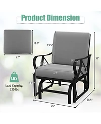 Gouun Cushioned Patio Glider Chair with Curved Armrests