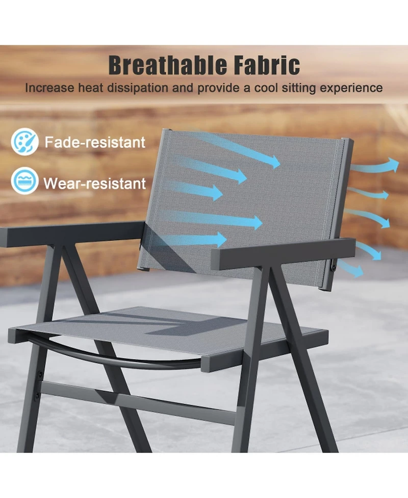 Gouun Outdoor Patio Dining Chairs Set of 4 with Breathable Fabric Seat