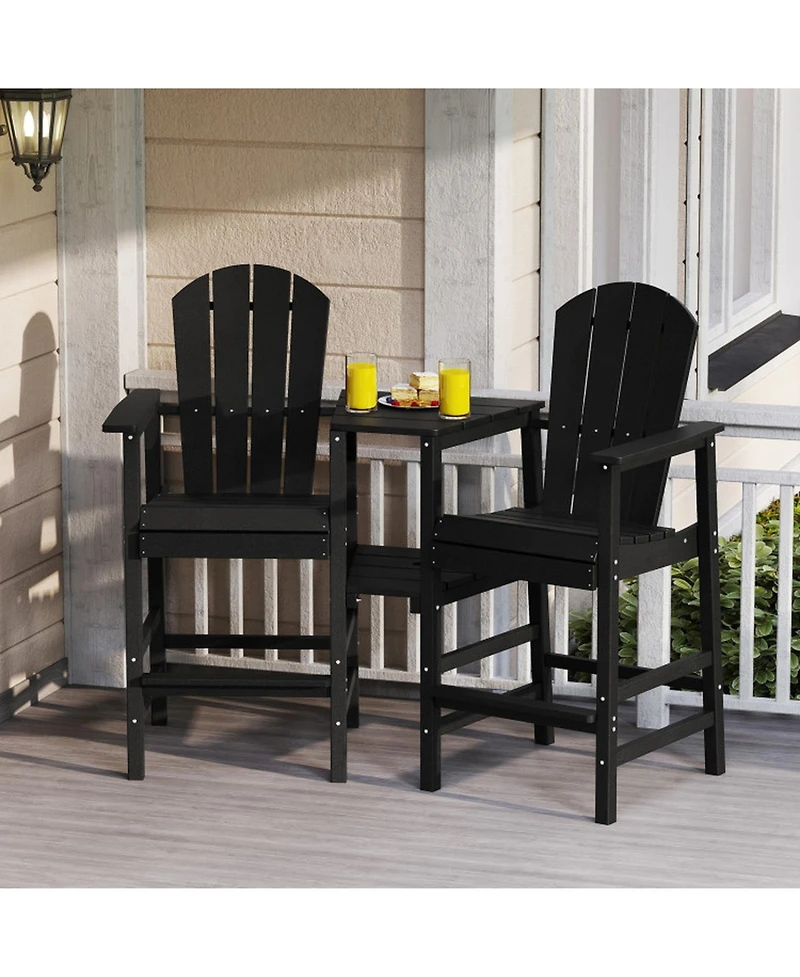 Gouun 2-Seat Hdpe Adirondack Chair with Built-in Connecting Tray