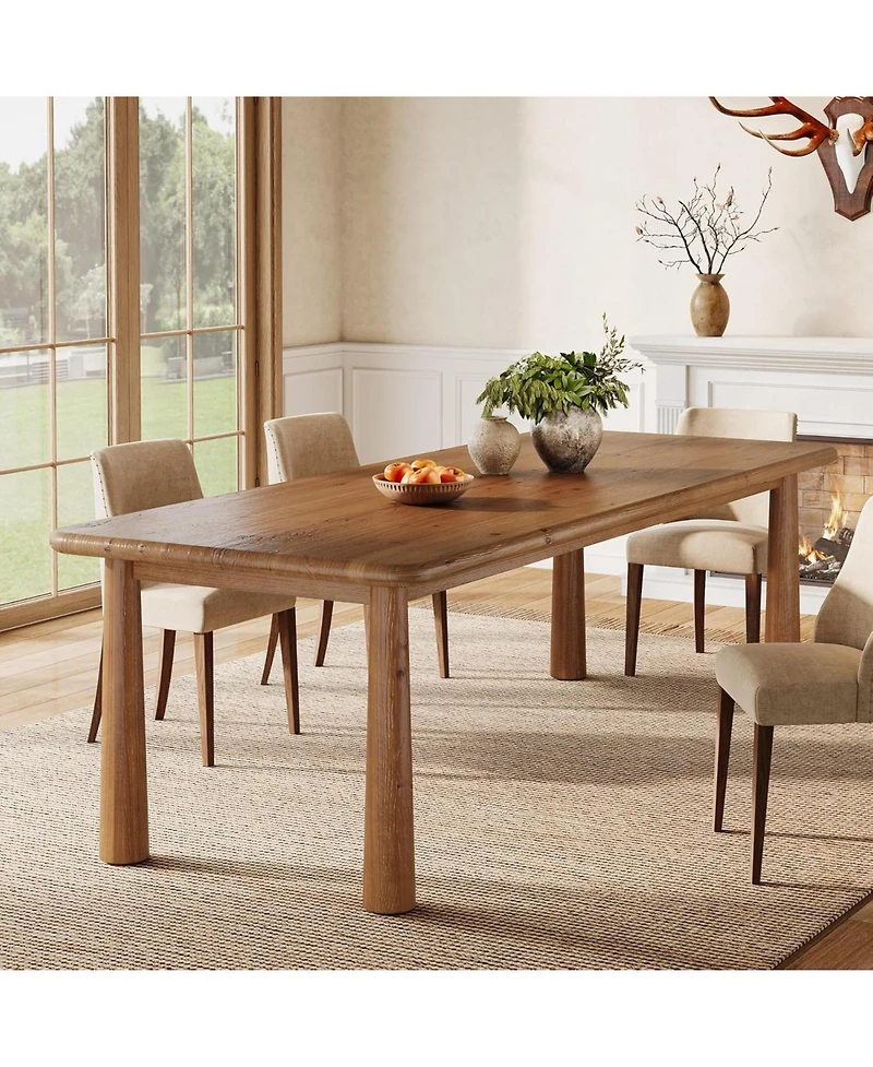 Tribesigns 63'' Solid Wood Dining Table for 4 to 6, Farmhouse Kitchen Table, Rectangular Wood Dinner Table