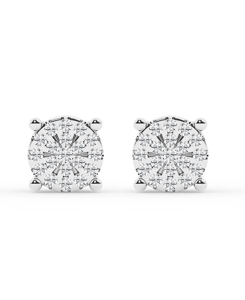 Diamond Cluster Stud Earrings in Sterling Silver (1/4 ct. t.w.)