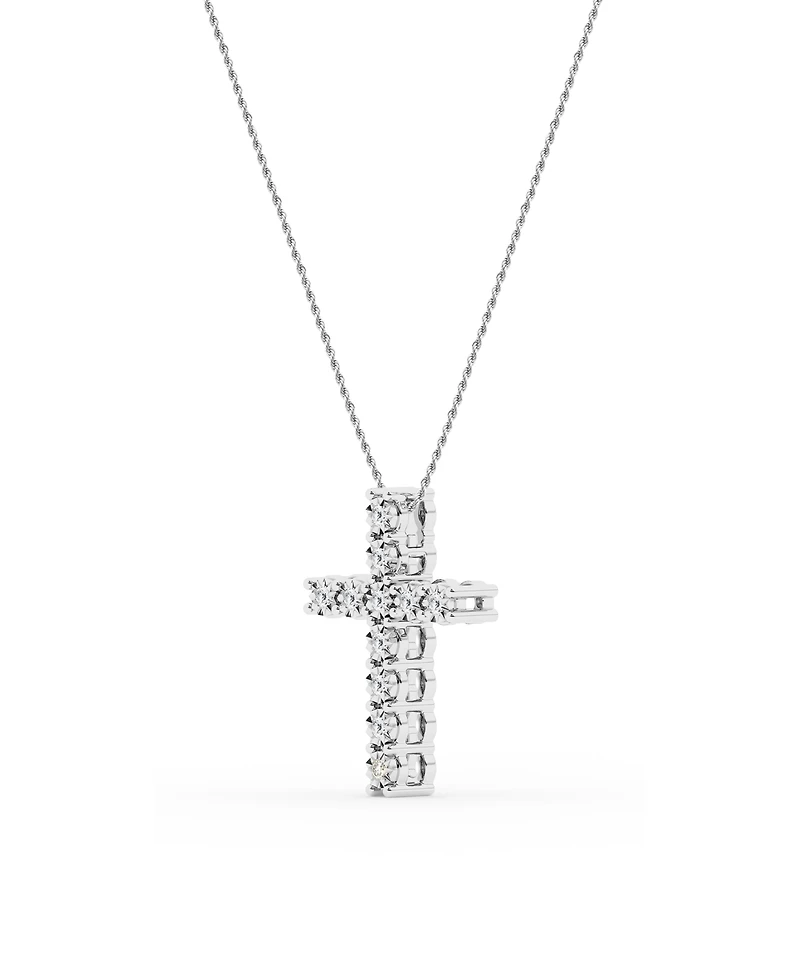 Diamond Cross Pendant Necklace (1/4 ct. t.w.) in Sterling Silver