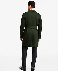 Tayion Collection Men's Classic-Fit Green Herringbone Overcoat