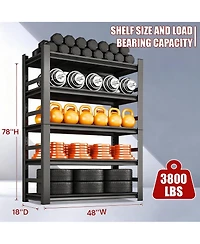 Yigii Heavy Duty 5-Tier Metal Garage Shelving, 3800lb Capacity, Tool-Free Assembly