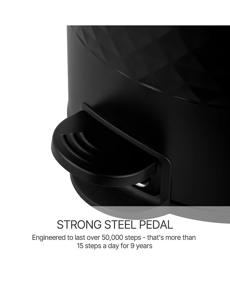 Mega Casa 8 Gal / 30 Liter Round Shape Step-on Trash Can with Silent Close Lid, Heavy-Duty Pedal & Easy-Clean Design for Kitchen, Bathroom, Office