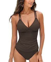 Cupshe Women's Plunge Cross Back Tankini Set