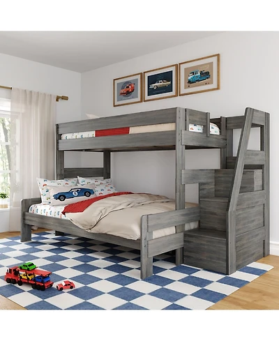 Max & Lily Modern Farmhouse Twin Xl Over Queen Bunk Bed With Staircase