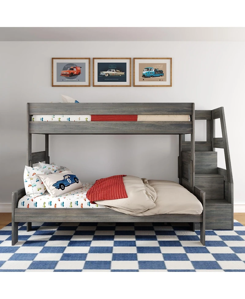 Max & Lily Modern Farmhouse Twin Xl Over Queen Bunk Bed With Staircase