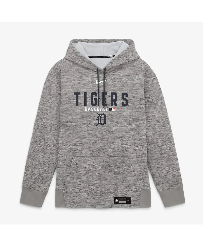 Nike Men's Heather Charcoal Detroit Tigers Authentic Collection Therma-fit Hoodie