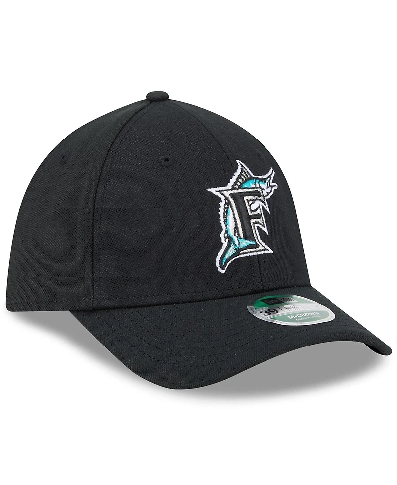 New Era Men's Black Florida Marlins Player Replica 39THIRTY M-Crown Flex Hat