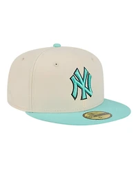 New Era Men's Light Beige/Turquoise York Yankees Two-Tone Color Pack 59FIFTY Fitted Hat