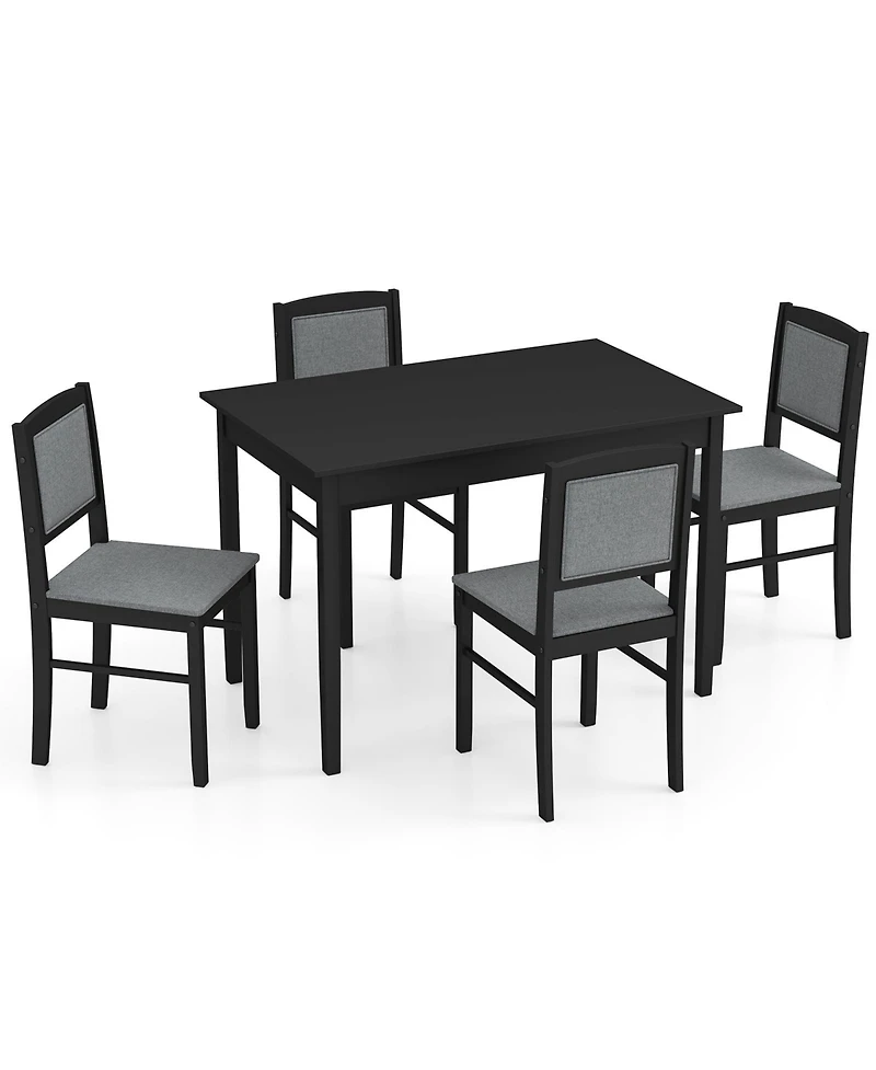 Gouun 5-Piece Dining Set with Rubber Wood Legs and 4 Pvc Leather Chairs