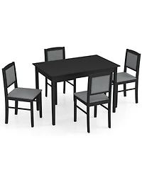 Gouun 5-Piece Dining Set with Rubber Wood Legs and 4 Pvc Leather Chairs
