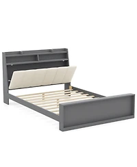 Gouun Full Linen Upholstered Platform Bed Frame with Storage Drawers and Headboard