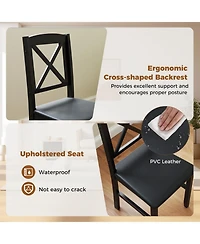 Gouun 3-Piece Wooden Kitchen Table Set for 2 with Cross-Back Chairs